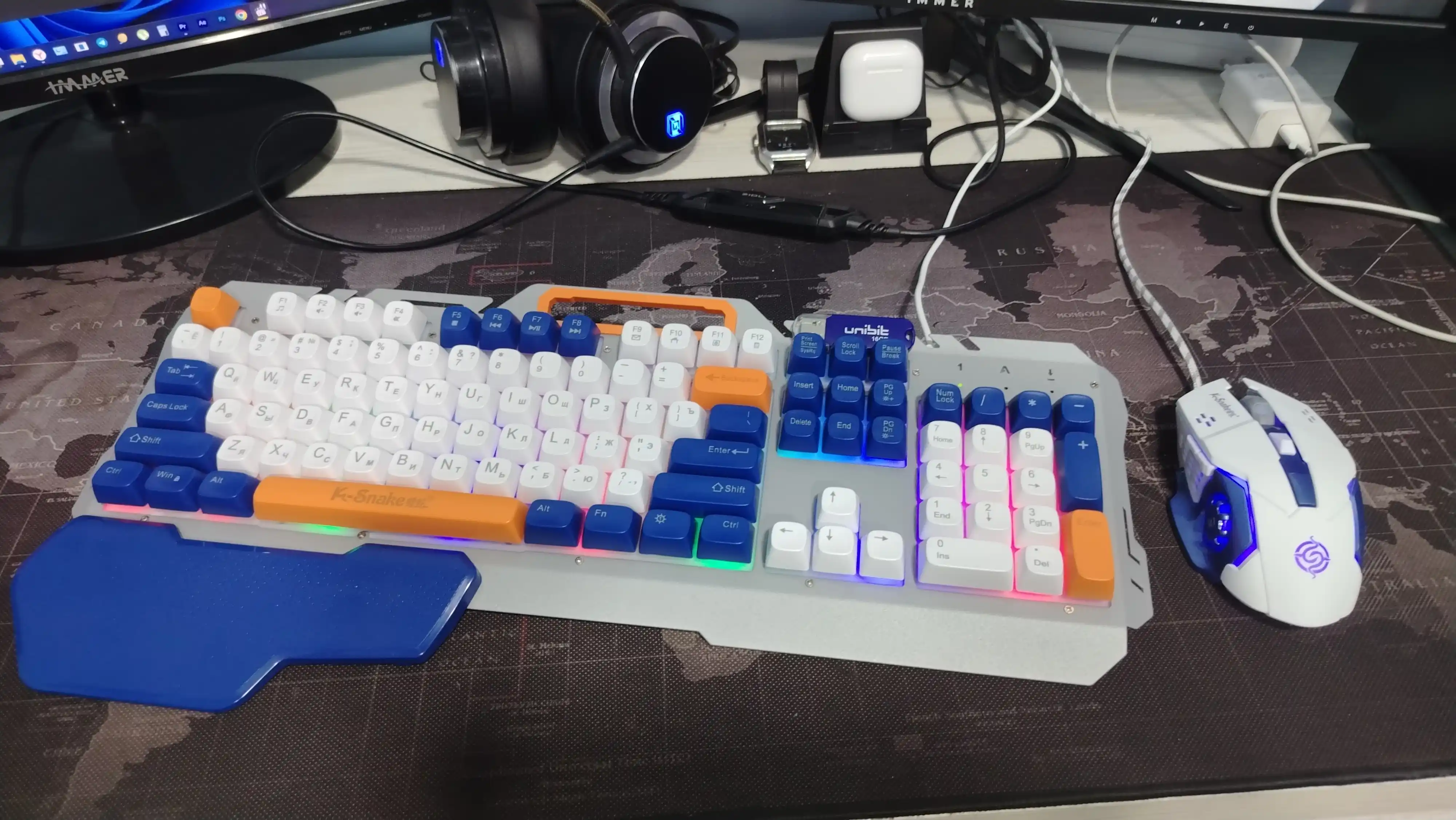 O'yin klaviaturasi simli , 104 tugmali, RGB yoritgichli+sichqoncha