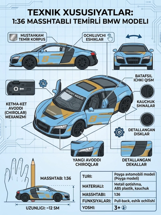Железная машина Ferrari против lombarghini масштаб 1:36, для коллекции в подарок - 