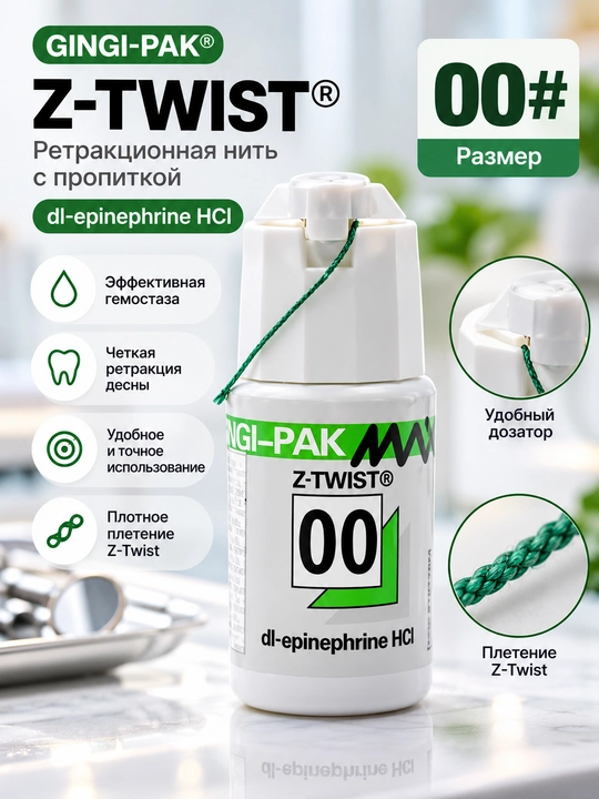 Tish go‘shti uchun retraksion ip, qulay dispenserli stomatologik ip - 