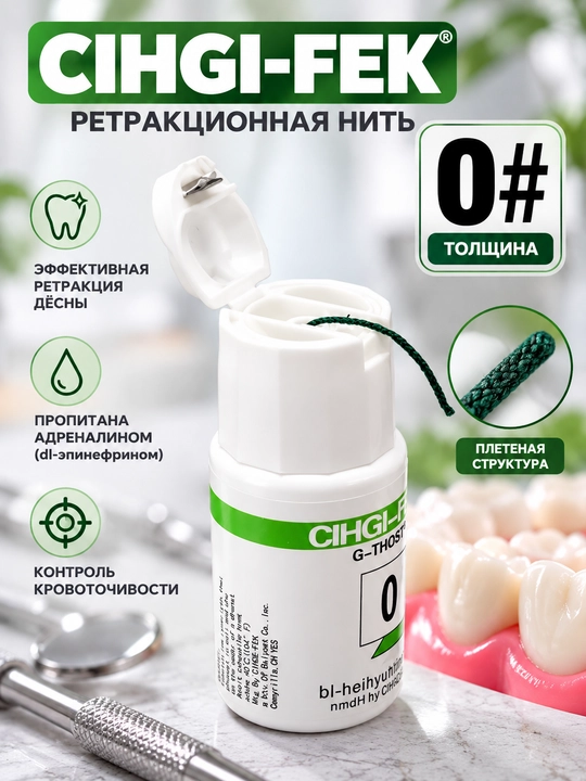 Ретракционная нить для десны, стоматологическая нить с удобным диспенсером