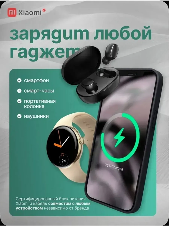 Быстрый блок с кабелем 33W для Xiaomi Poco Honor Redmi Realme