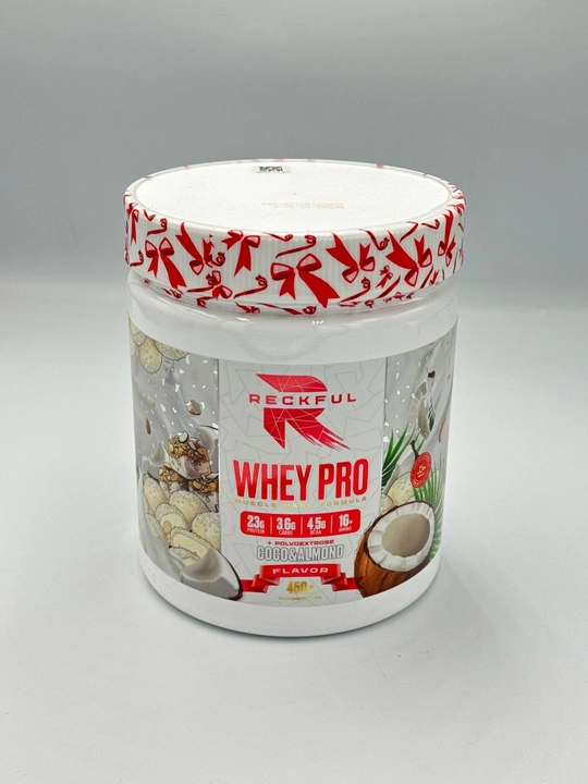 Reckful Whey+Polydextrose, 450 г, 15 порций, вкус Какос Миндаль