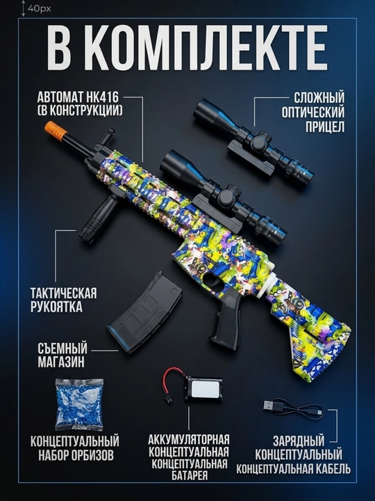 Игрушечный автомат HK416, стреляющий орбизами, детское игрушечное оружие для игр
