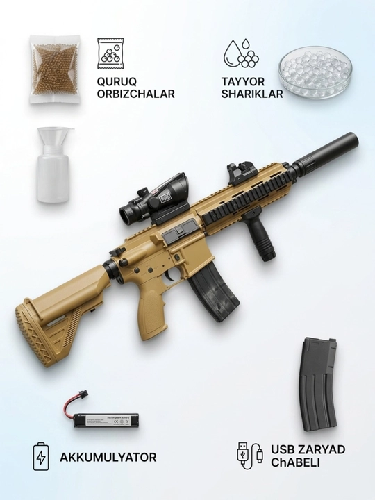 Игрушечный автомат M416 Orbiz, стреляющий шариками, случайный цвет