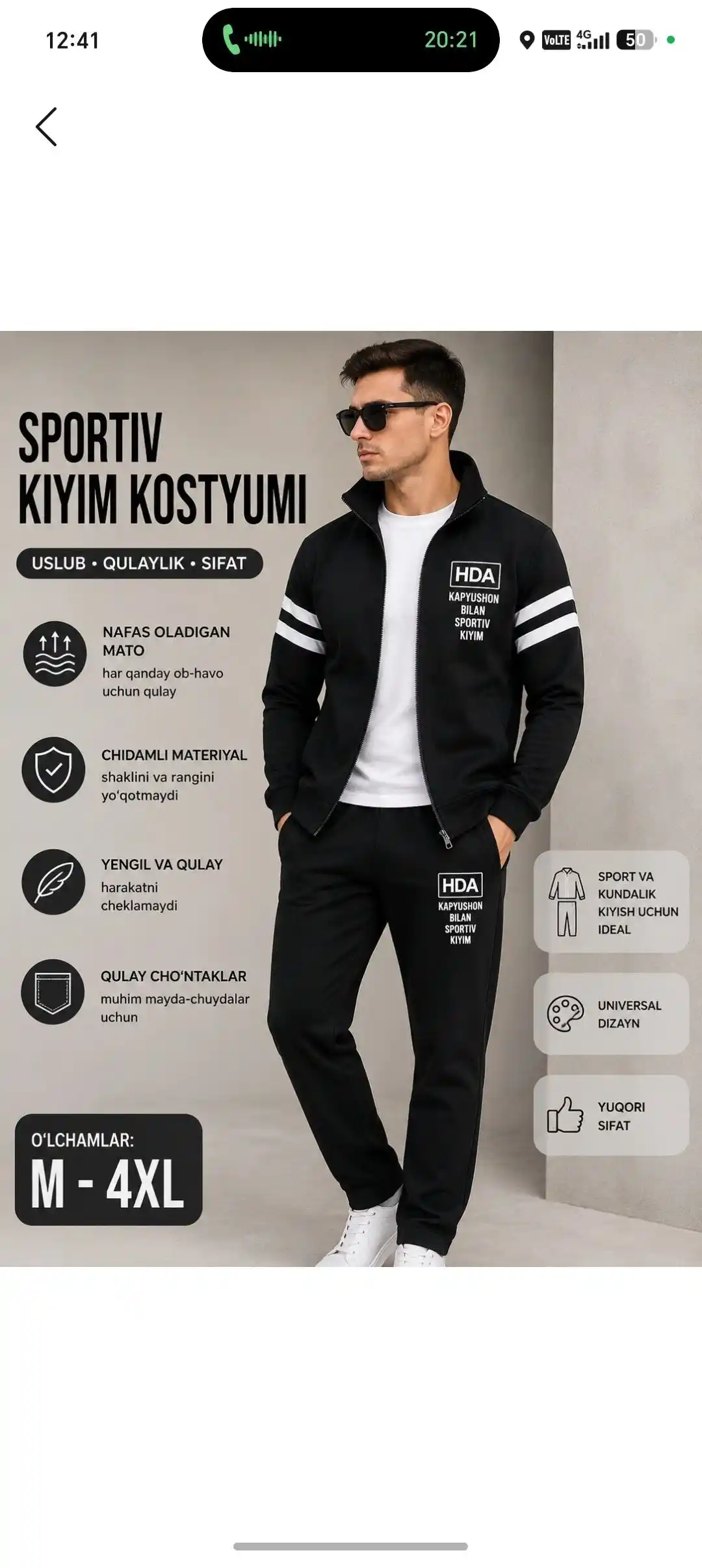 Erkaklar sport kostyumi ikkilik, zamokli olimpiyka va shim, kundalik komplekt M–4XL