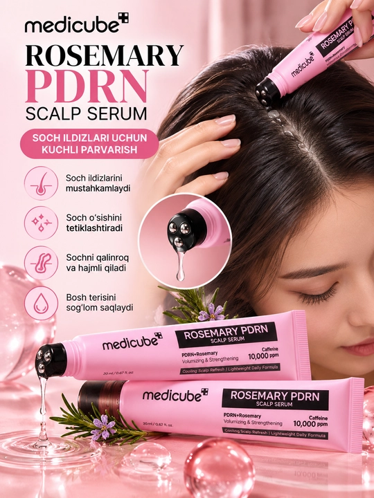Medicube Rosemary PDRN Scalp Serum 10 000 ppm — soch ildizlari uchun serum - 