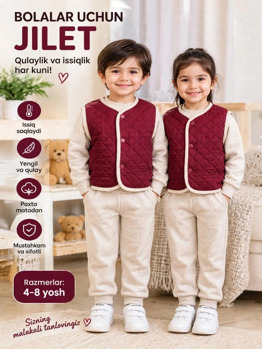 Жилетка для мальчиков, 4-8 лет