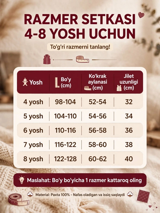 Жилетка для мальчиков, 4-8 лет