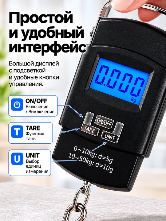 Весы кухонные электронные и портативные до 50 кг, безмен, весы для продуктов и багажа