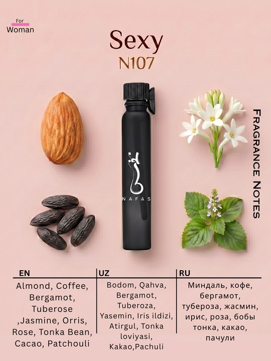 Nafas moyli atirlar toplami, 6 ta flakon, uzoq saqlanuvchi va yuqori sifatli