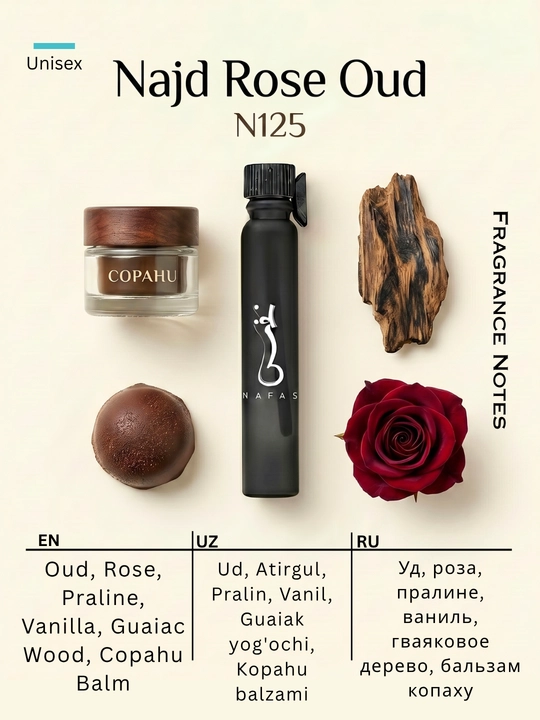 Nafas moyli atirlar toplami, 6 ta flakon, uzoq saqlanuvchi va yuqori sifatli