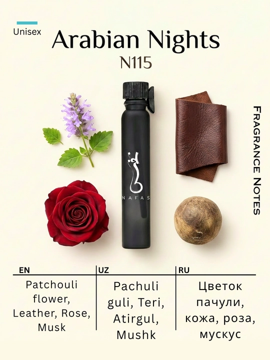 Nafas moyli atirlar toplami, 6 ta flakon, uzoq saqlanuvchi va yuqori sifatli