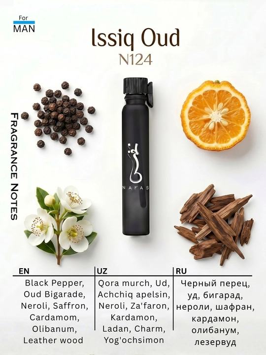 Nafas moyli atirlar toplami, 6 ta flakon, uzoq saqlanuvchi va yuqori sifatli