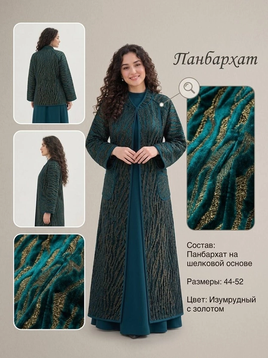 Чапан национальный, из панбархата и поплин, для подарка, хлопковый кардиган, абая, все размеры