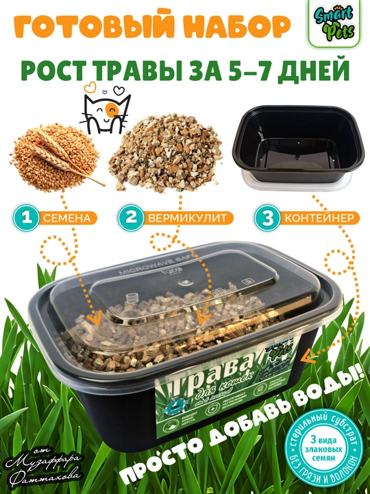 Трава для кошек Smart Pets, кошачья трава — лакомство для кошек