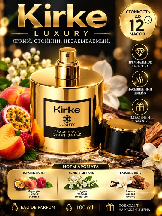 KIRKE, LUXURY, Erkaklar va ayollar uchun hashamatli va elegant Parfyumlangan suv, 100ml Dubai