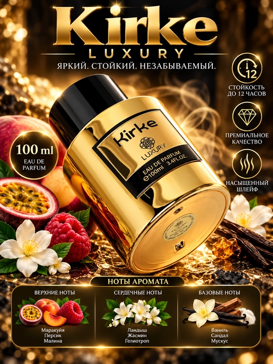 KIRKE, LUXURY, Erkaklar va ayollar uchun hashamatli va elegant Parfyumlangan suv, 100ml Dubai - 
