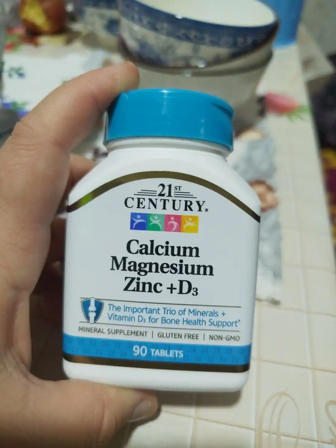 Кальций, Магний, Цинк, Витамин д3, 21st Century Calcium Magnesium Zinc + D3, 90 таблеток, Халяль