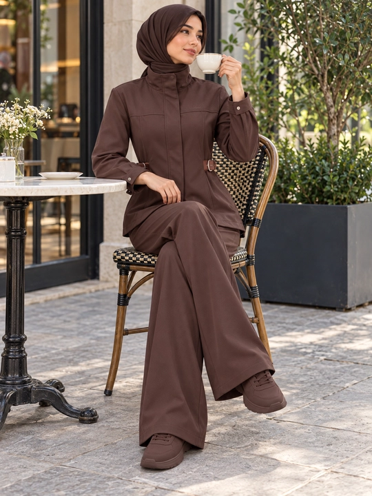 Ayollar dvoyka kostyum, jaket va keng shim, L–XL, kuz qish bahor