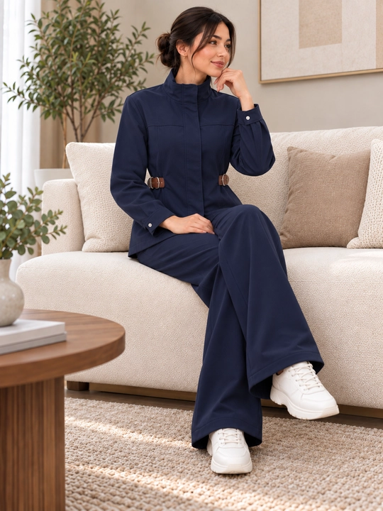 Ayollar dvoyka kostyum, jaket va keng shim, L–XL, kuz qish bahor