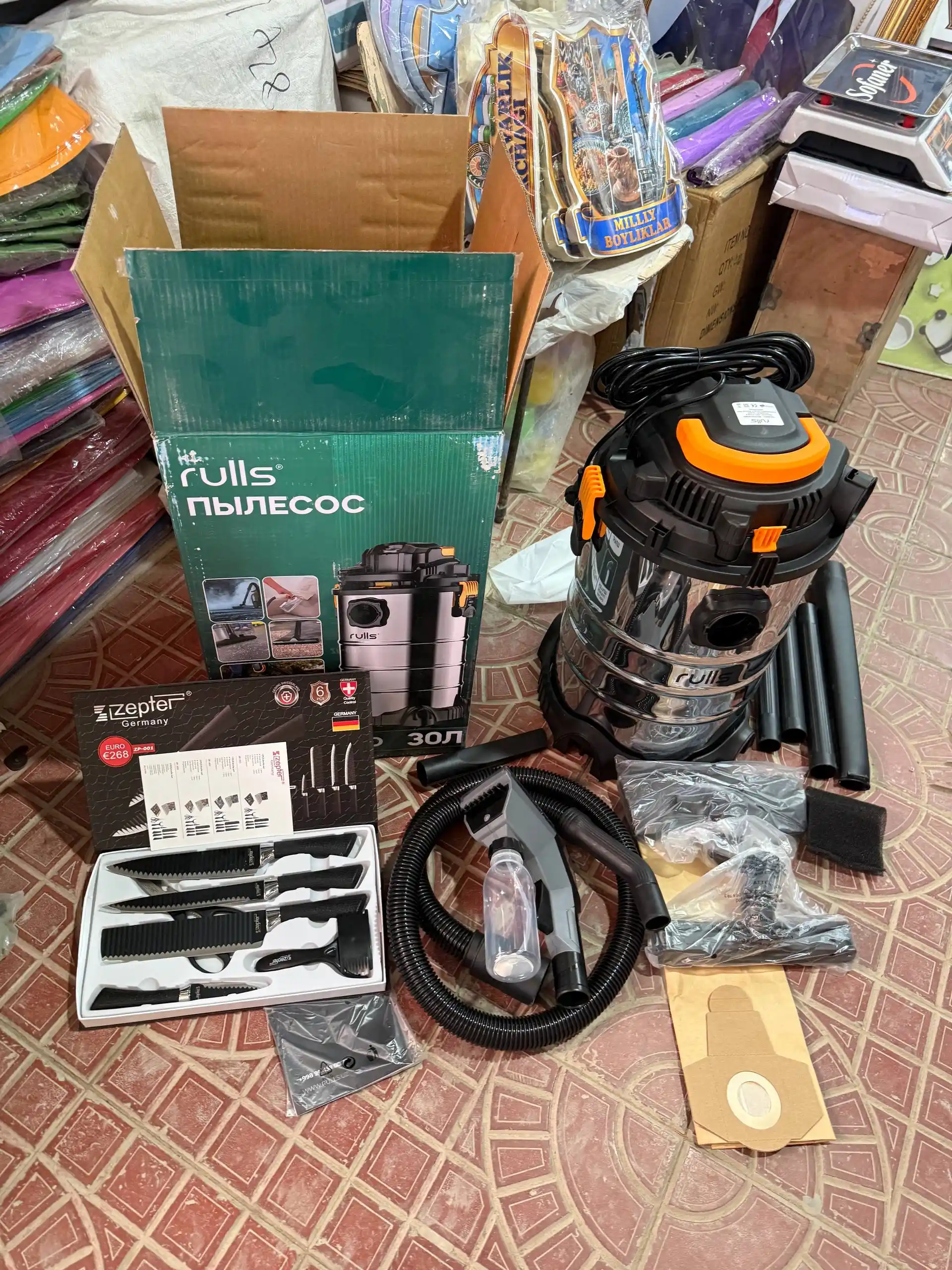 Пылесос строительный Rulls RZ2301WDD 30 л, 3 в 1, сухая и влажная уборка, выдув, моющий