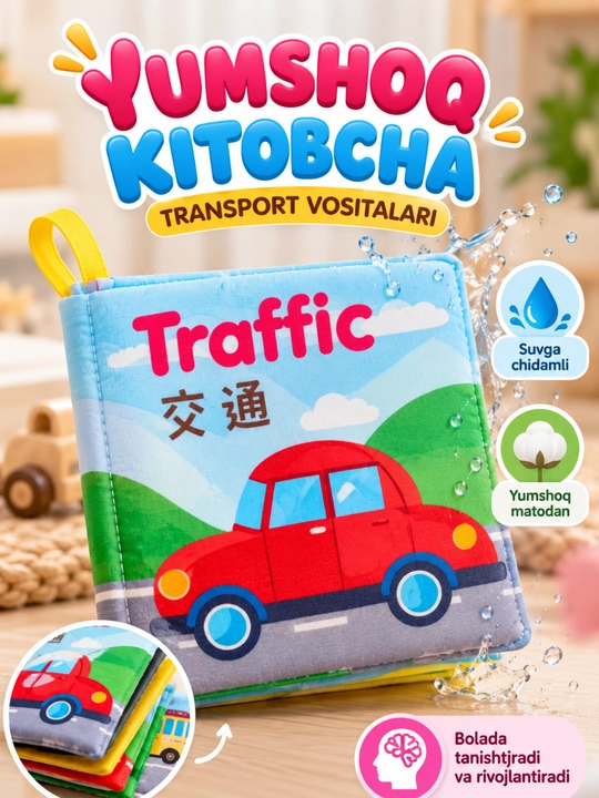 Bolalar kitobi, matoli kitob, shitirlaydigan kitob, yumshoq kitob, suvga chidamli, tovushli