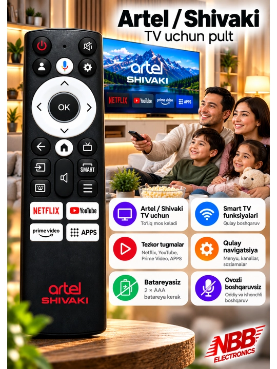 Pult Tv, Artel va Shivaki televizor pulti, Smart Tv pulti - 