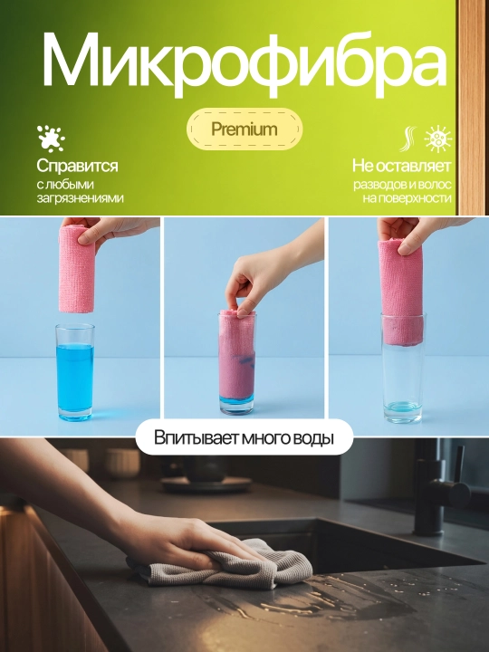 Тряпки для уборки из микрофибры в рулоне, многоразовые салфетки для кухни 50 шт