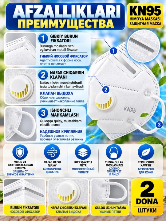 Маска респиратор клапаны N95, лицо ниобий,LALAKU