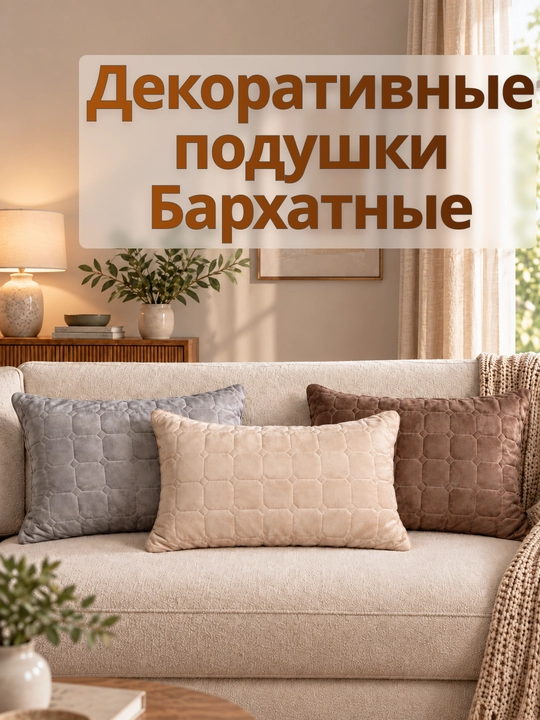Dekorativ baxmal yostiq, 50×30 sm, to‘g‘ri to‘rtburchak shaklda, zich - 
