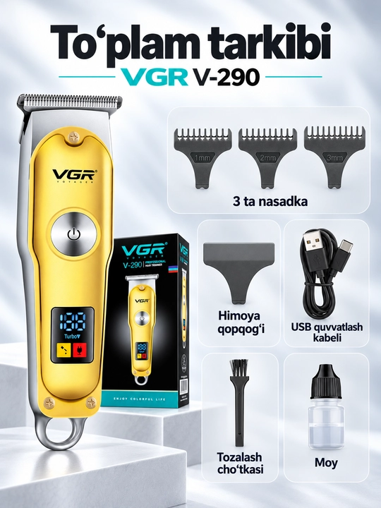 VGR trimmer, soch va soqol olish mashinkasi