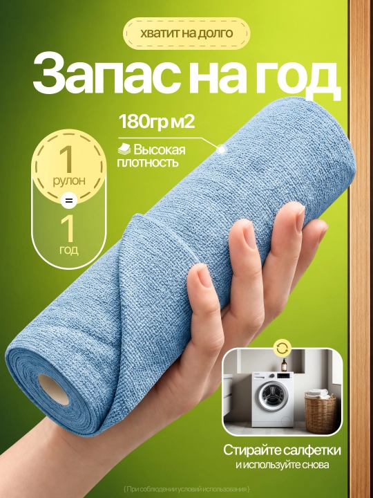 Тряпка салфетка из микрофибры для уборки, рулон 50 шт, 25х25 см, для дома