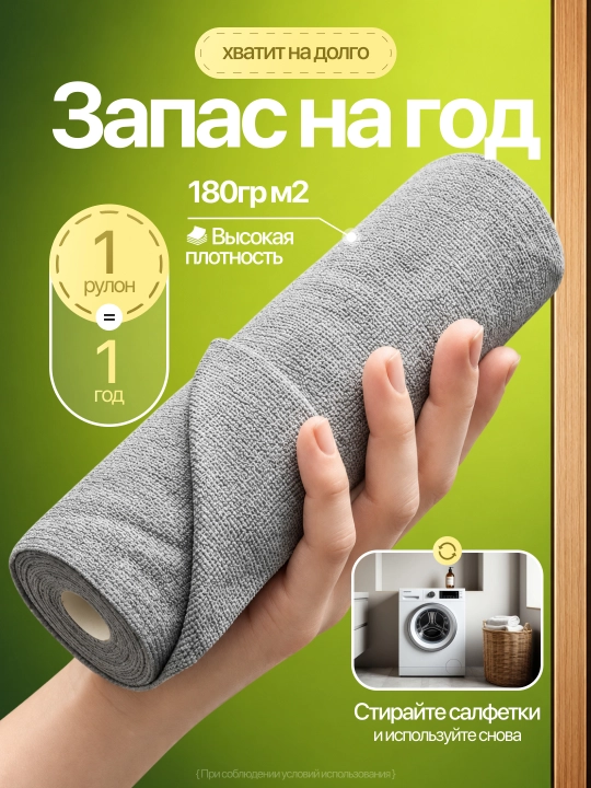 Тряпка салфетка из микрофибры для уборки, рулон 50 шт, 25х25 см, для дома
