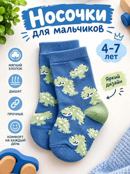 Носки для мальчиков 4–7 лет, детские носки - 