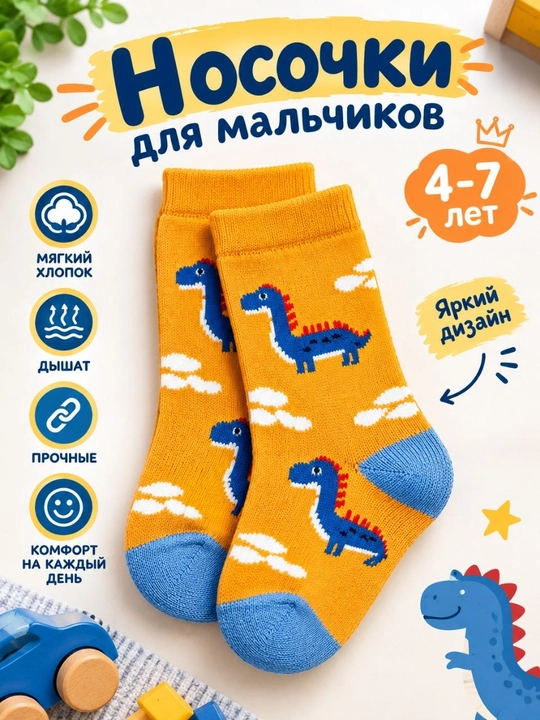 Носки для мальчиков 4–7 лет, детские носки - 