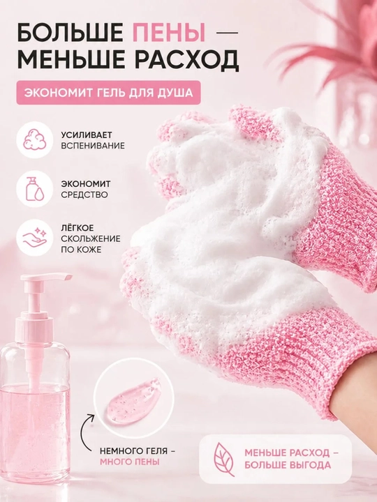 Мочалка-перчатка для пилинга тела, эксфолиирующая, 1 шт 2 фото