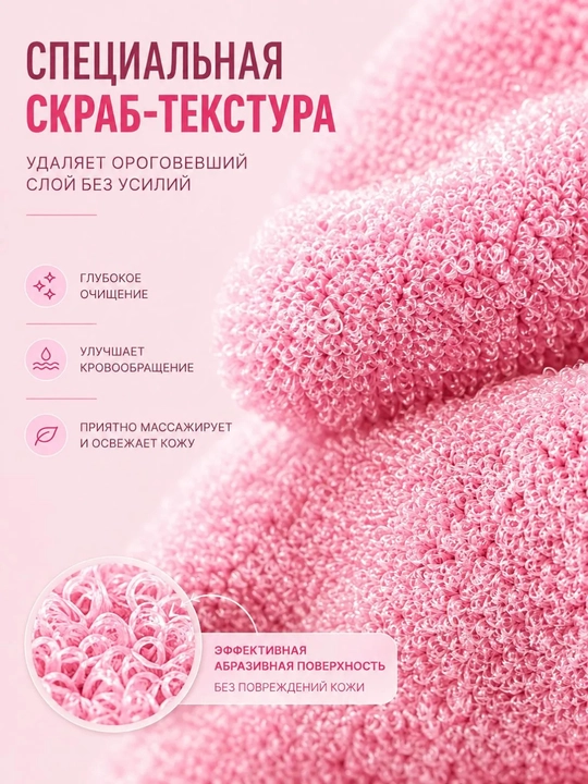 Мочалка-перчатка для пилинга тела, эксфолиирующая, 1 шт 2 фото
