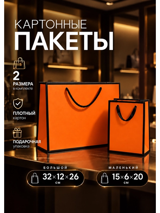 32×12×26 sm oʻlchamdagi mato tutqichli karton sovgʻa sumkasi, 2 ta toʻplam - 