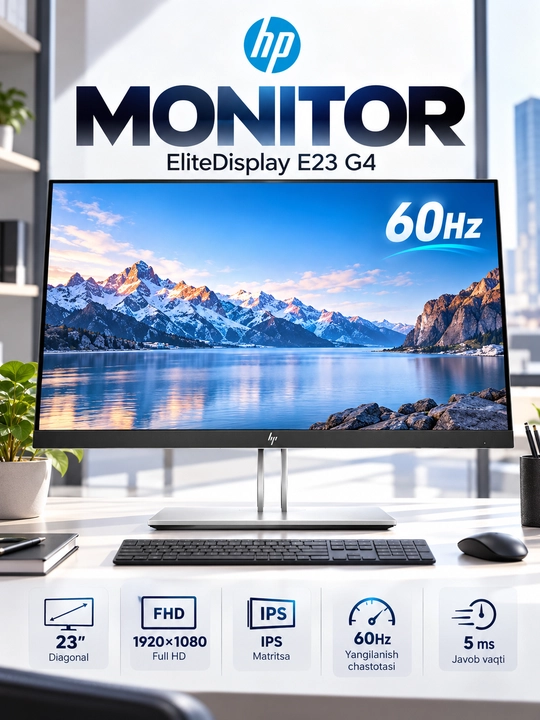Монитор HP EliteDisplay E23 G4 23″ IPS, Full HD, 5 мс, HDMI, DisplayPort, VGA, Silver - 