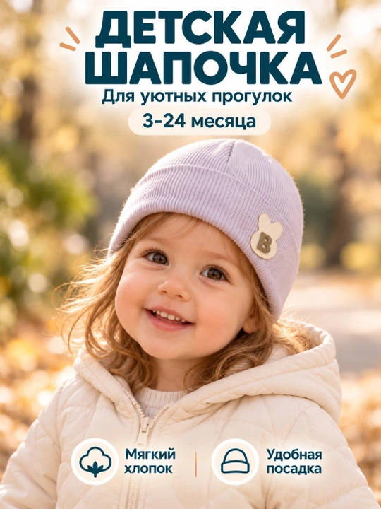 Детские шапочки для новорождённых, подойдут малышам от 3 до 24 месяцев