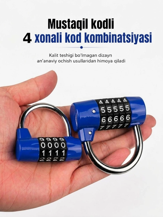 Parolli metall qulf (kalitsiz), kodli qulf (4 xonali)
