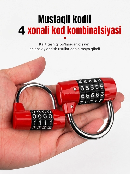 Parolli metall qulf (kalitsiz), kodli qulf (4 xonali)
