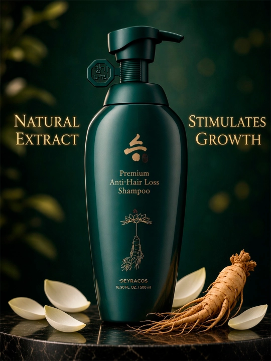 DEYRACOS Premium soch to'kilishiga qarshi jenshen, pantenol va keratin qo'shilgan shampun