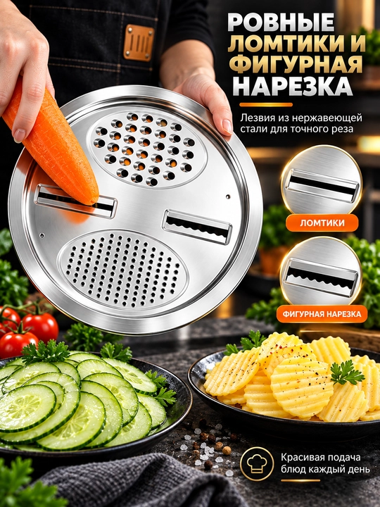Набор для кухни, дуршлаг, терка, миска, 3 в 1, из нержавеющей стали, салатник, овощерезка