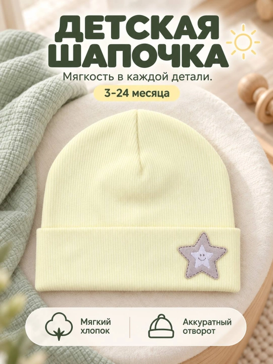 Детские шапочки для новорождённых, подойдут малышам от 3 до 24 месяцев