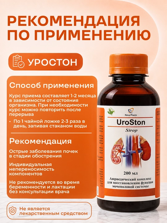 УроСтон сироп, 200 мл, для здоровья почек, Витамины, БАДы