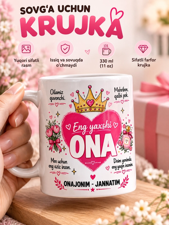 Подарочная кружка Giftory для близких: мама, папа, брат, сестра, бабушка, дедушка, 330 мл