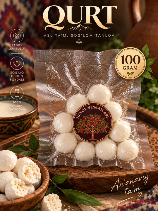 Qurt 100-150 g — an’anaviy tabiiy sut mahsuloti - 