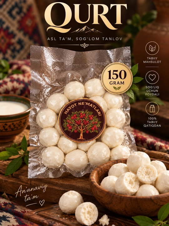 Курт 100-150 г — традиционный натуральный молочный продукт