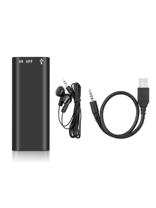 Mini diktofon 16 GB mikrofonli, 15 soatgacha yozish, MP3 pleer, quloqchin komplektda
